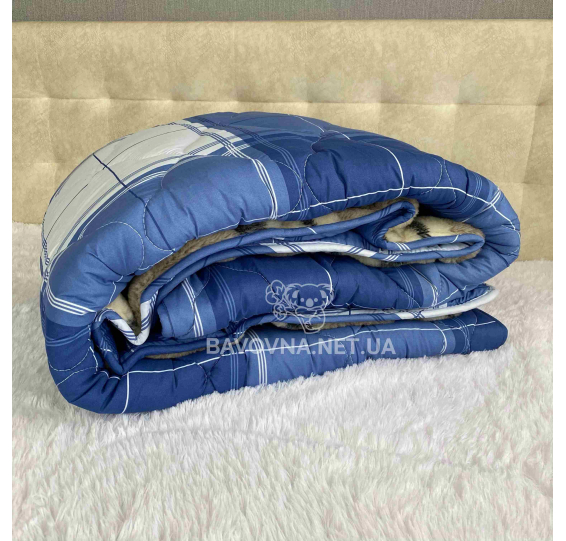 Ковдра Arda «Клітинка» штучне хутро синя 150х210 см